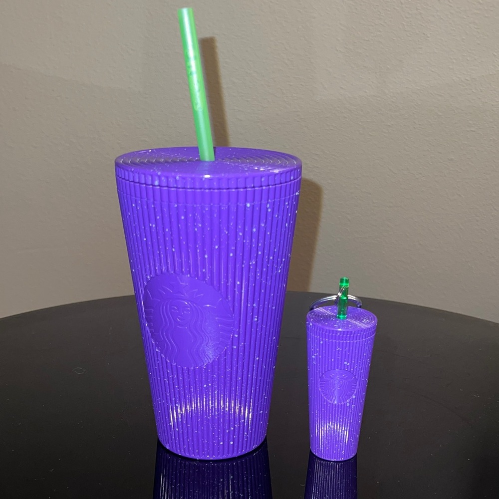 Starbucks Fall 2024 Purple Splatter Glow in the Dark Tumbler 16 OZ & Keychain